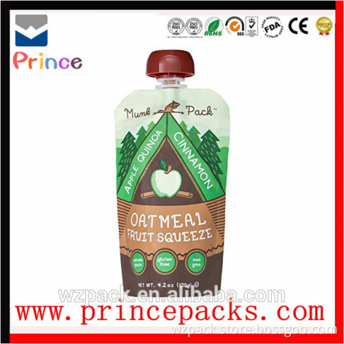 plastic laminated stand up spout pouch for liquid products and juice packaging